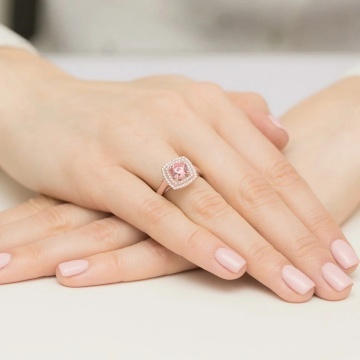 Inel Aur 14K cu Diamante Roz de Laborator 1.28 ct - Img 8