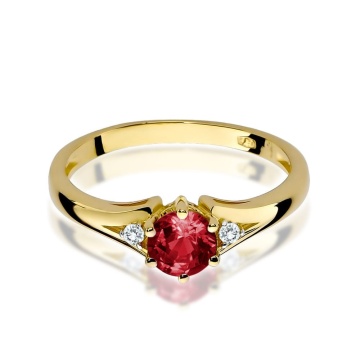 Inel Aur 14K cu Granat 0.60 ct si Diamante Naturale 0.03 ct - Img 2