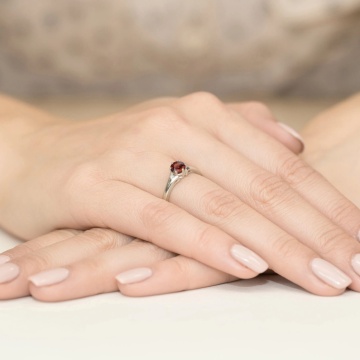 Inel Aur 14K cu Granat 0.60 ct si Diamante Naturale 0.03 ct - Img 12