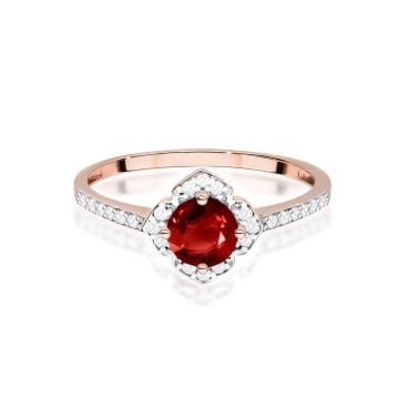 Inel Aur 14K cu Granat 0.60 ct si Diamante Naturale 0.13 ct - Img 9