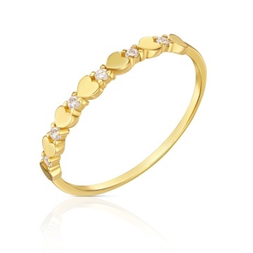 Inel Aur 14k cu Inimioare si Zirconii Cubice - Img 7