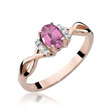 Inel Aur 14K cu Pink Sapphire 0.45 ct si Diamante Naturale 0.05 ct - Img 9