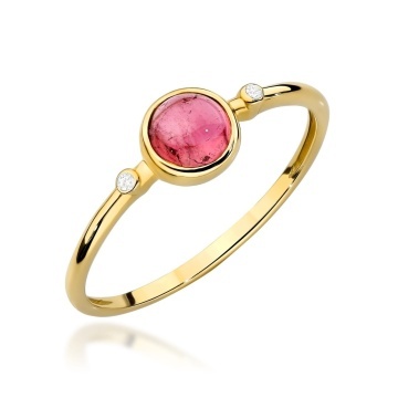 Inel Aur 14K cu Pink Tourmaline 0.60 ct si Diamante Naturale 0.01 ct