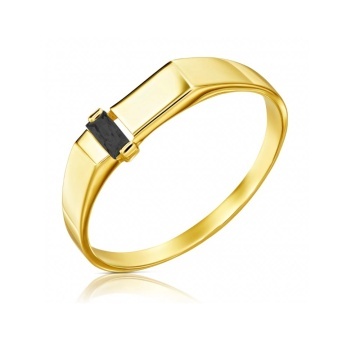 Inel Aur 14k cu Placuta si Cristal Negru - Img 2