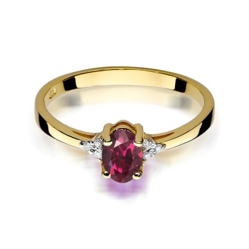 Inel Aur 14K cu Rhodolite 0.50 ct si Diamante Naturale 0.05 ct - Img 2