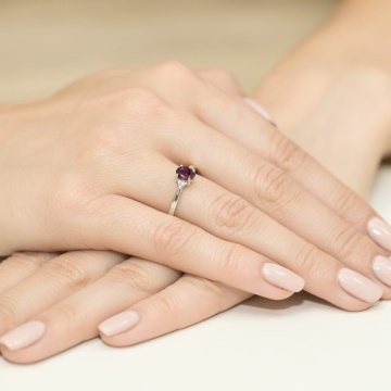 Inel Aur 14K cu Rhodolite 0.50 ct si Diamante Naturale 0.05 ct - Img 12