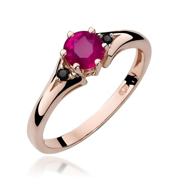 Inel Aur 14K cu Rhodolite 0.60 ct si Diamante Naturale Negre 0.03 ct - Img 7