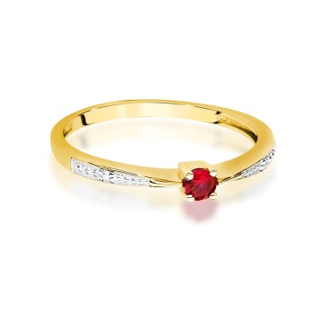 Inel Aur 14K cu Rubin 0.15 ct si Diamante Naturale 0.01 ct - Img 2