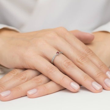 Inel Aur 14K cu Rubin 0.15 ct si Diamante Naturale 0.01 ct - Img 12