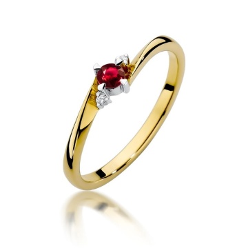 Inel Aur 14K cu Rubin 0.15 ct si Diamante Naturale 0.02 ct