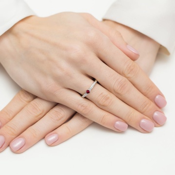 Inel Aur 14K cu Rubin 0.15 ct si Diamante Naturale 0.05 ct - Img 7