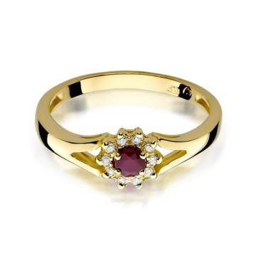 Inel Aur 14K cu Rubin 0.15 ct si Diamante Naturale 0.09 ct - Img 2