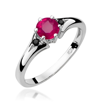 Inel Aur 14K cu Rubin 0.60 ct si Diamante Naturale Negre 0.03 ct - Img 4