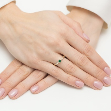 Inel Aur 14K cu Smarald 0.15 ct si Diamante Naturale 0.04 ct - Img 4