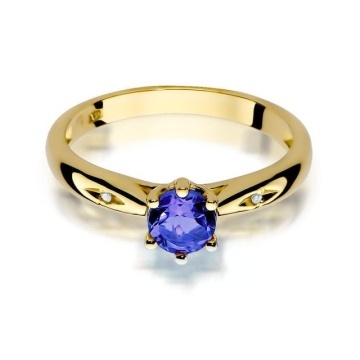 Inel Aur 14K cu Tanzanit 0.50 ct si Diamante Naturale 0.01 ct - Img 2