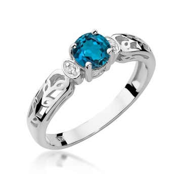 Inel Aur 14K cu Topaz London Blue 0.50 ct si Diamante Naturale 0.02 ct - Img 9