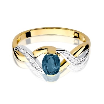 Inel Aur 14K cu Topaz London Blue 0.50 ct si Diamante Naturale 0.05 ct - Img 2