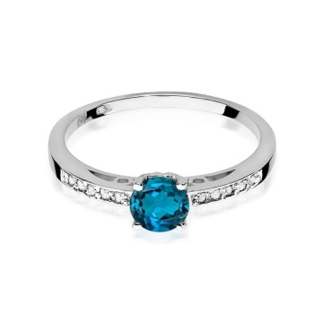 Inel Aur 14K cu Topaz London Blue 0.50 ct si Diamante Naturale 0.05 ct - Img 6