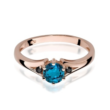 Inel Aur 14K cu Topaz London Blue 0.50 ct si Diamante Naturale Negre 0.03 ct - Img 8