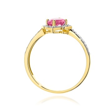 Inel Aur 14K cu Topaz Roz 0.60 ct si Diamante Naturale 0.13 ct - Img 3