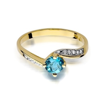 Inel Aur 14K cu Topaz Swiss 0.50 ct si Diamante Naturale 0.05 ct - Img 2