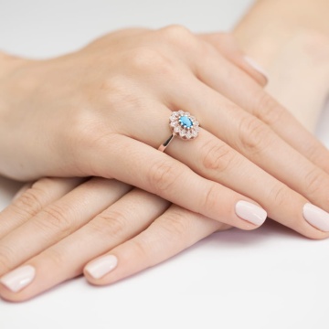 Inel Aur 14K cu Topaz Swiss 0.50 ct si Diamante Naturale 0.10 ct - Img 7