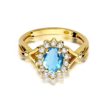 Inel Aur 14K cu Topaz Swiss 0.90 ct si Diamante Naturale 0.12 ct - Img 2