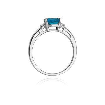 Inel Aur 14K cu Topaz Swiss 1.10 ct si Diamante Naturale 0.03 ct - Img 7