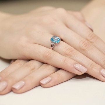 Inel Aur 14K cu Topaz Swiss 2.40 ct si Diamante Naturale 0.01 ct - Img 11
