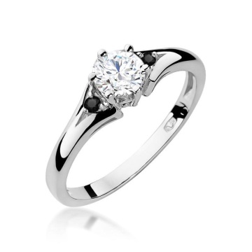 Inel Aur 14K cu White Sapphire 0.60 ct si Diamante Naturale Negre 0.03 ct - Img 4