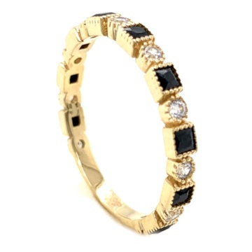 Inel Aur 14k cu Zirconii Albe si Negre - Img 3