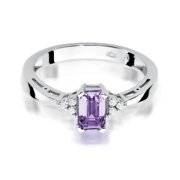 Inel Aur 9K cu Ametist 0.50 ct si Diamante Naturale 0.03 ct - Img 5
