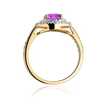 Inel Aur 9K cu Ametist 0.90 ct si Diamante Naturale 0.37 ct - Img 3
