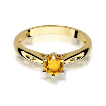 Inel Aur 9K cu Citrin 0.50 ct si Diamante Naturale 0.01 ct - Img 2