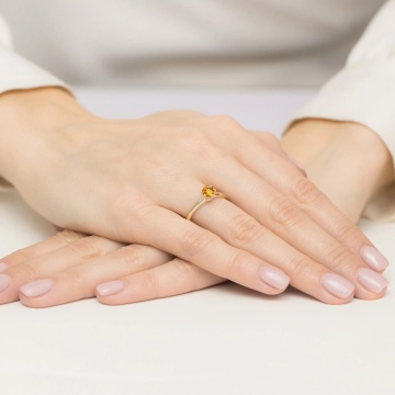 Inel Aur 9K cu Citrin 0.50 ct si Diamante Naturale 0.04 ct - Img 4