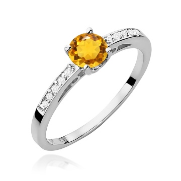 Inel Aur 9K cu Citrin 0.50 ct si Diamante Naturale 0.05 ct - Img 5