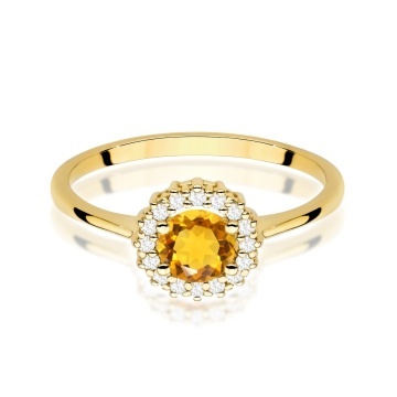 Inel Aur 9K cu Citrin 0.50 ct si Diamante Naturale 0.14 ct - Img 3