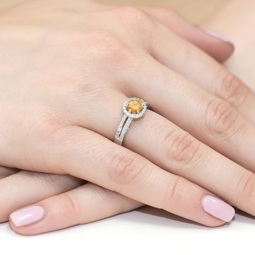 Inel Aur 9K cu Citrin 0.50 ct si Diamante Naturale 0.20 ct - Img 8