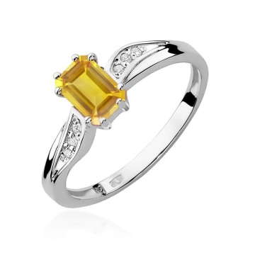 Inel Aur 9K cu Citrin 0.60 ct si Diamante Naturale 0.03 ct - Img 5