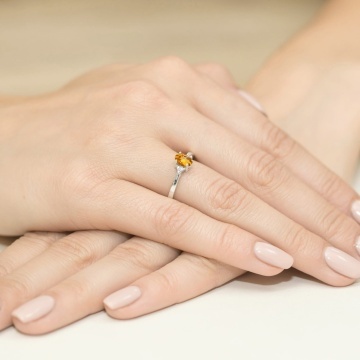 Inel Aur 9K cu Citrin 0.60 ct si Diamante Naturale 0.05 ct - Img 8