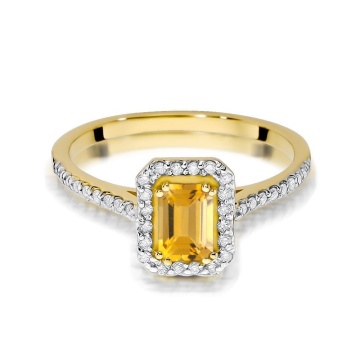 Inel Aur 9K cu Citrin 0.60 ct si Diamante Naturale 0.19 ct - Img 2