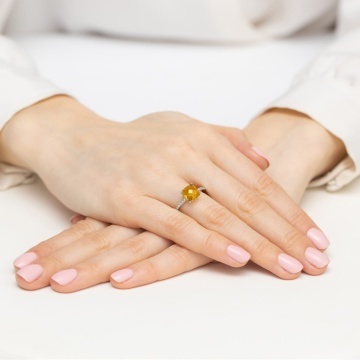 Inel Aur 9K cu Citrin 2.00 ct si Diamante Naturale 0.07 ct - Img 8