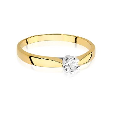 Inel Aur 9K cu Diamant Natural 0.01 ct - Img 2