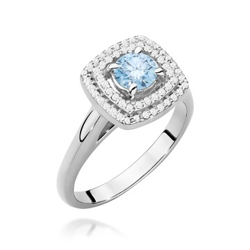 Inel Aur 9K cu Diamante Albastre de Laborator 0.78 ct - Img 5