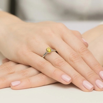 Inel Aur 9K cu Diamante Galbene de Laborator 1.07 ct - Img 8