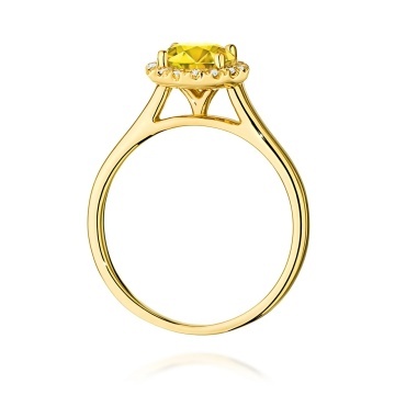 Inel Aur 9K cu Diamante Galbene de Laborator 1.14 ct - Img 3