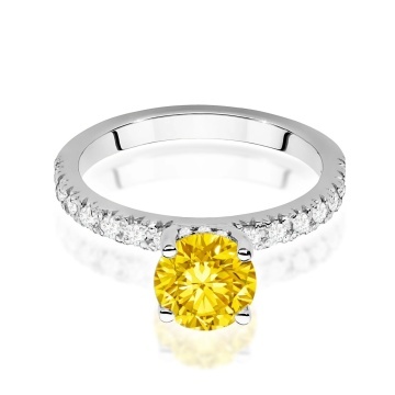 Inel Aur 9K cu Diamante Galbene de Laborator 1.26 ct - Img 6