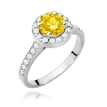 Inel Aur 9K cu Diamante Galbene de Laborator 1.38 ct - Img 5