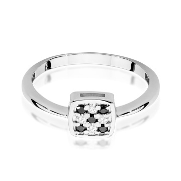 Inel Aur 9K cu Diamante Naturale Albe si Negre 0.13 ct - Img 6