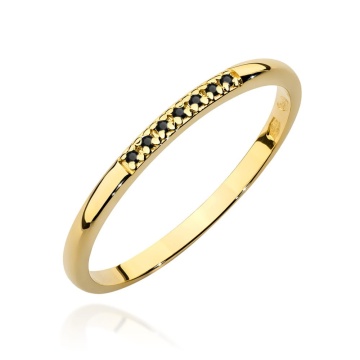 Inel Aur 9K cu Diamante Naturale Negre 0.04 ct